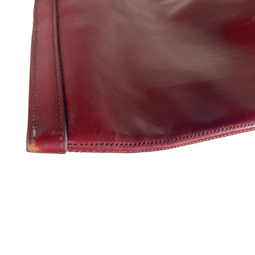 Vintage Etienne Aigner Burgundy Leather Envelope Clutch Shoulder Bag Brass Logo - Picture 9 of 15